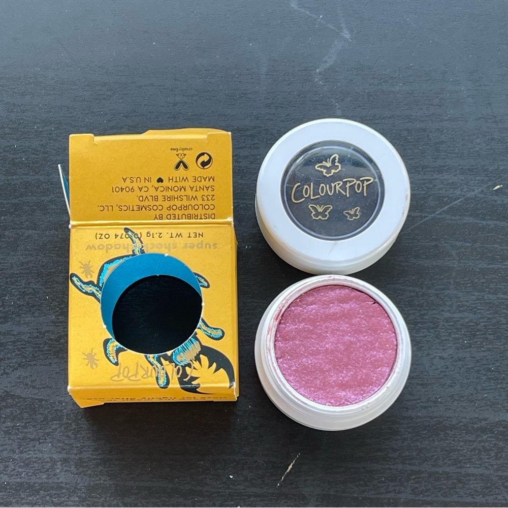Colourpop Supershock Shadow in Exo, a cool pink with shimmer, limited edition